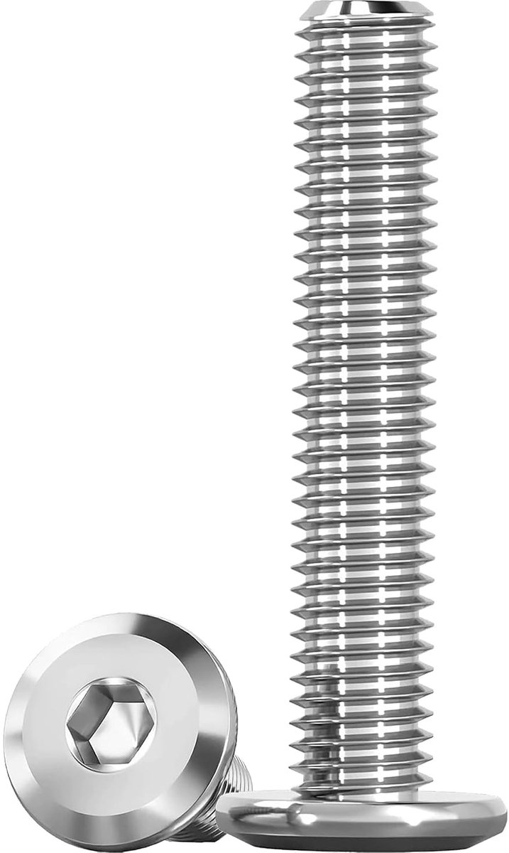 M6 x 40mm, 20 stuks lachkopschroeven met binnenzeskant, roestvrij staal A2 V2A, volledige schroefdraad Inbusschroeven voor DIY & meubelreparatie