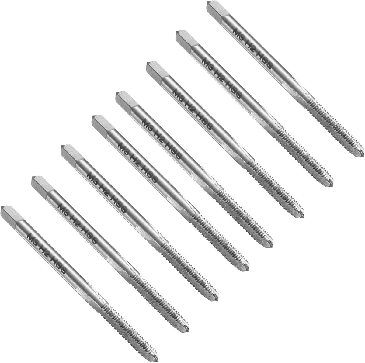 8 stuks Metrische schroefdraadtappen, M3 x 0,5 HSS schroefdraadsnijder, rechtse schroefdraad