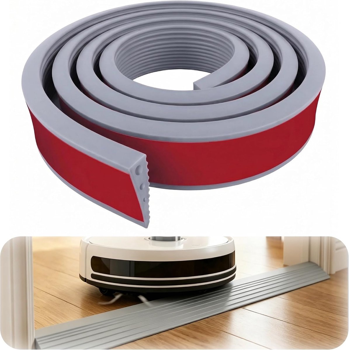 2 x 6 x 100 cm, TPE, zelfklevend, antislip overgangsprofiel voor robotstofzuigers, rolstoelen, kinderwagens en scooters