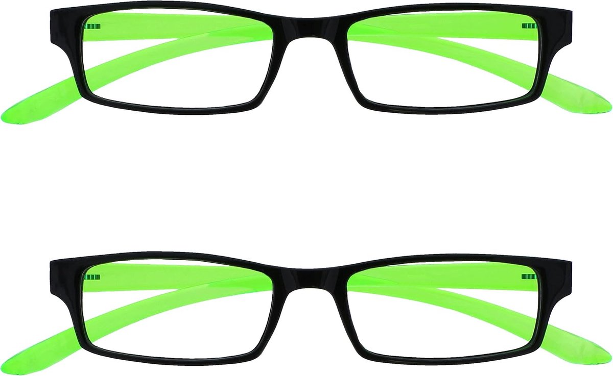 Reader Zwart Heldergroen Nek Specificaties Leesbril Waarde 2 Stuks Vrouwen Mannen Scharnieren Met Veer UVR2PK021 +1,00