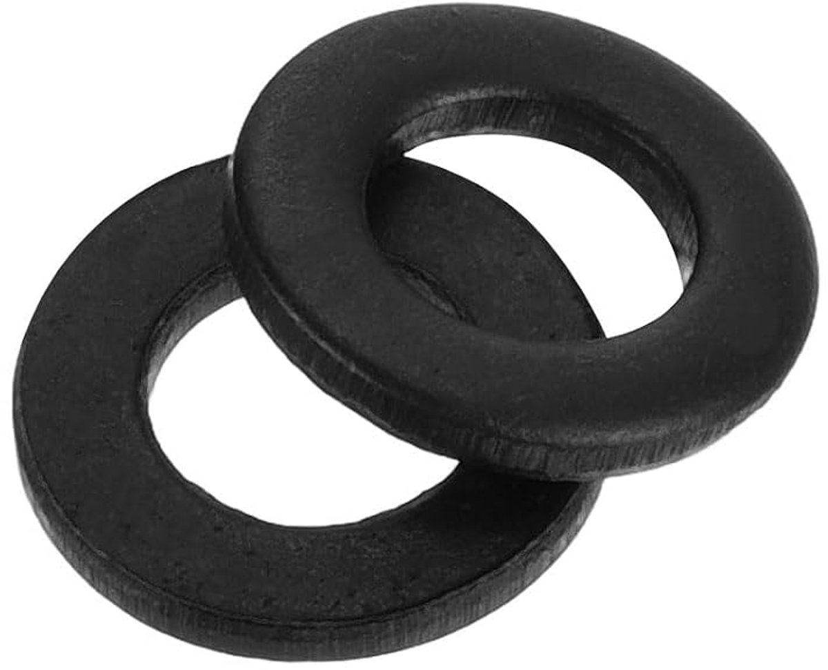 Set van 220 stuks, M4 x 8 x 1 mm, koolstofstaal, sluitringen, zwart geoxideerde platte afdichtingen, sluitringen, set voor schroeven, moeren, schroefdraadstang
