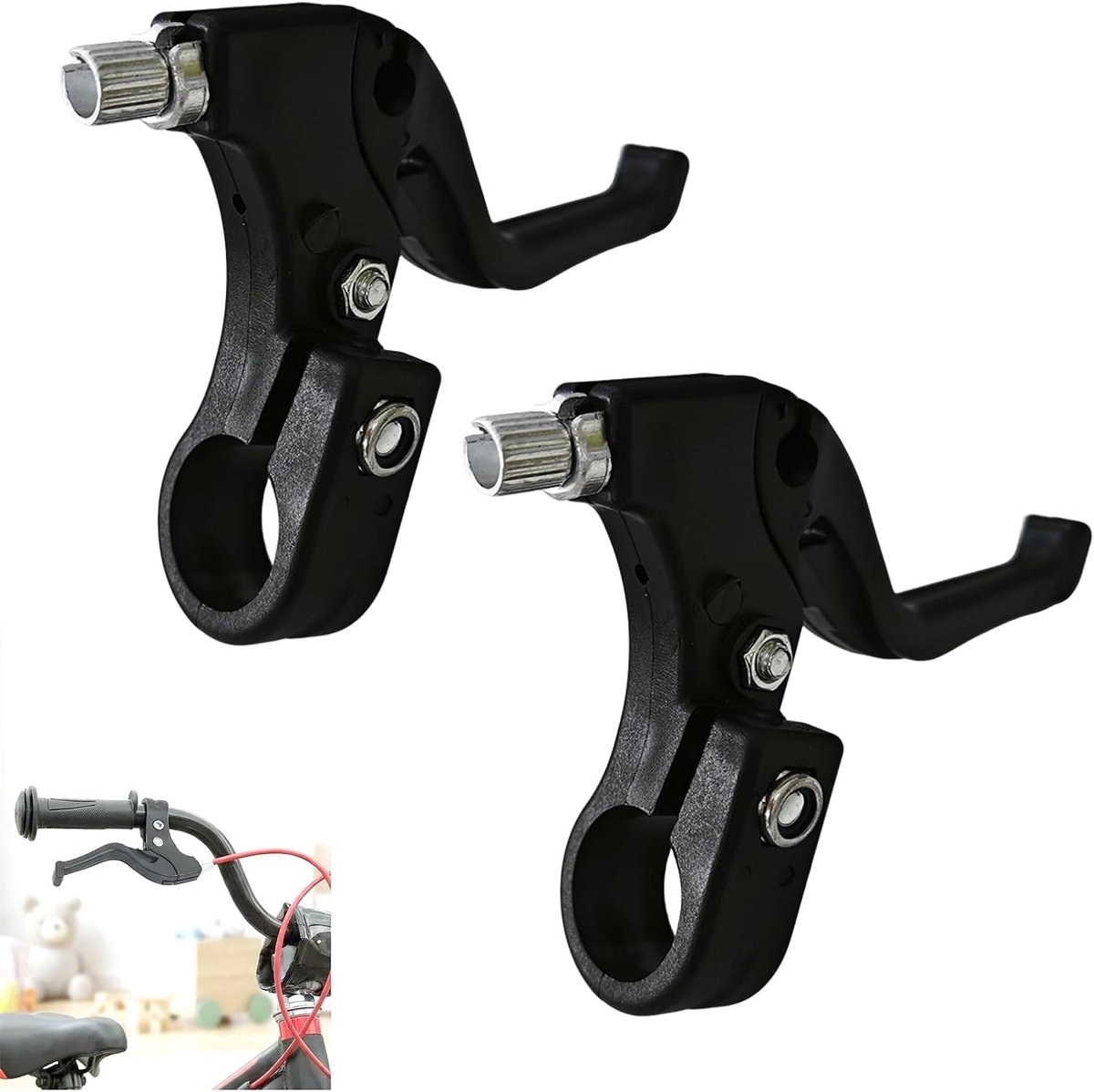 Remhendel voor kinderfiets, 1 paar ergonomische handgrepen, veiligheidsaccessoires voor BMX en elektrische fietsen, eenvoudige installatie, robuust en praktisch (zwart)