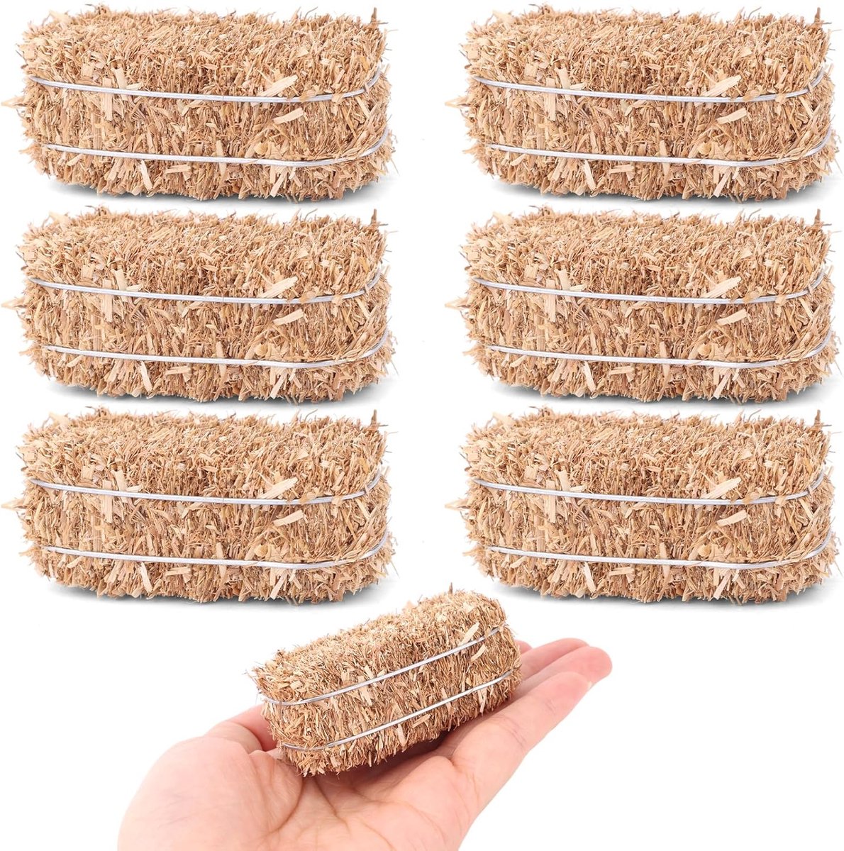 6st Mini Hooibalen, Realistisch Mini Knutsel Hooibalen Kleine Huisdecoratie voor Thanksgiving Kerstmis Geboorte van Christus en Herfst Decoratie voor een Tafereel
