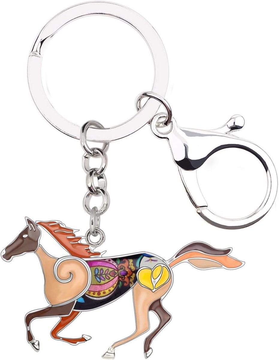 Emaille Leuke Grappige Saftey Running Hart Paard Sleutelhangers Sleutelhanger Auto Purse Tassen Charms Accessoires, Bruin