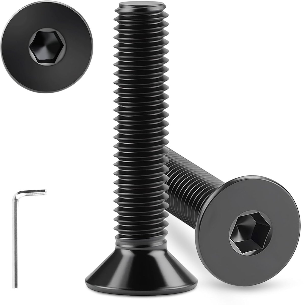 80 stuks M3 X 25 mm schroeven met verzonken kop zwart roestvrij staal A2 V2A verzonken kop binnenzeskant schroeven DIN 7991 verzonken schroeven volledige schroefdraad met binnenzeskantsleutel