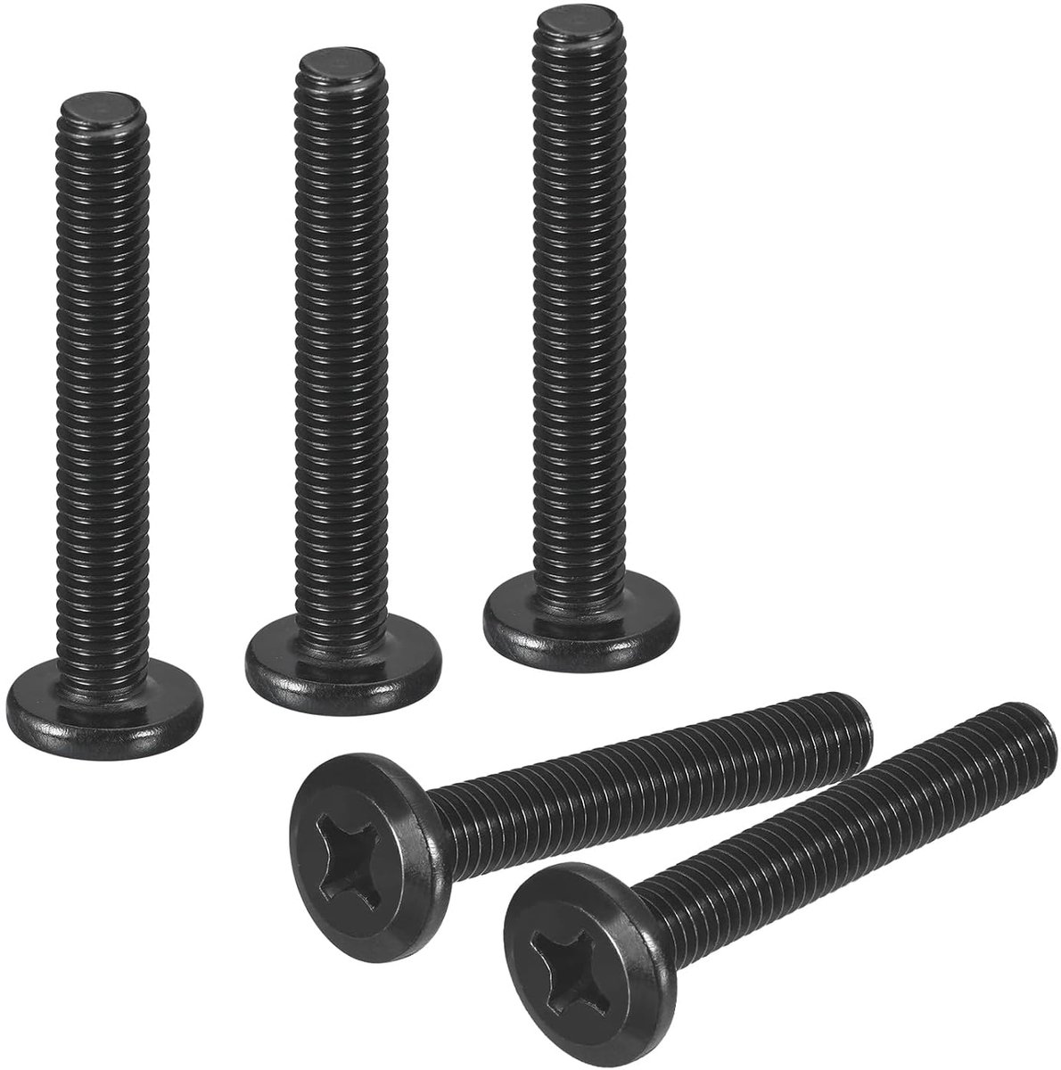 Set van 20 zelftappende schroeven M6-1.0 x 40mm, 304 roestvrij staal Phillips-schroeven met platte kop, volledige draad plaatwerkschroeven, zwart geoxideerd