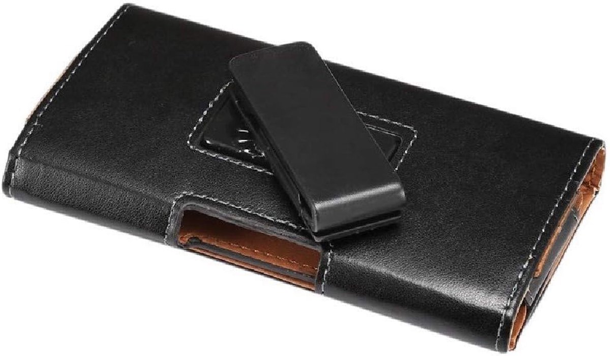 Holster Magnetische Lederen Case Riem Clip Rotary 360 voor LEAGOO M10 (2018) - Zwart