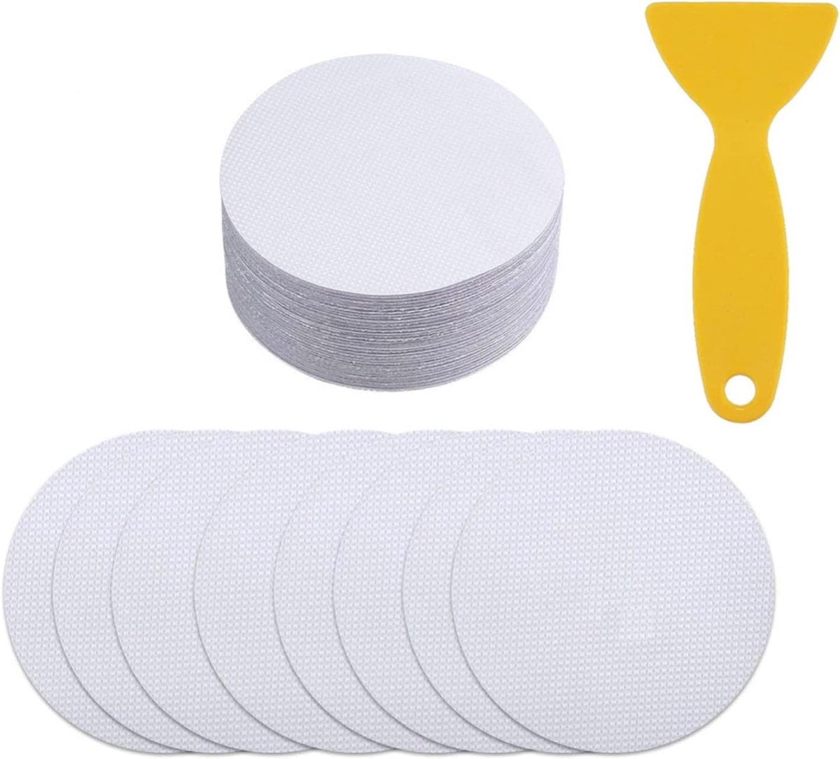 20 x Ronde transparante antislip stickers zelfklevende badkuipstickers 10 cm met schraper, antislip stickers voor bad en douche