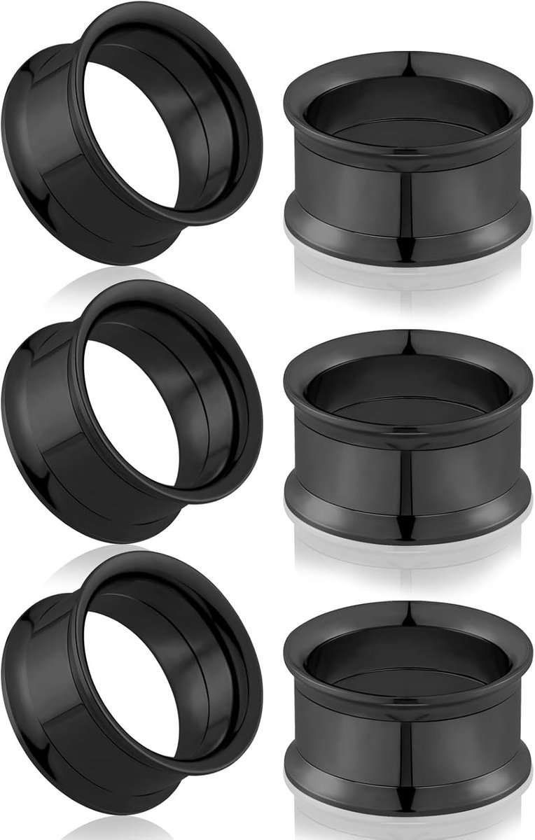 Tunnelset, flesh oorgauges, double flared stretching, schroef, klassieke oorexpanders, voor dames en heren, 3 tot 25 mm