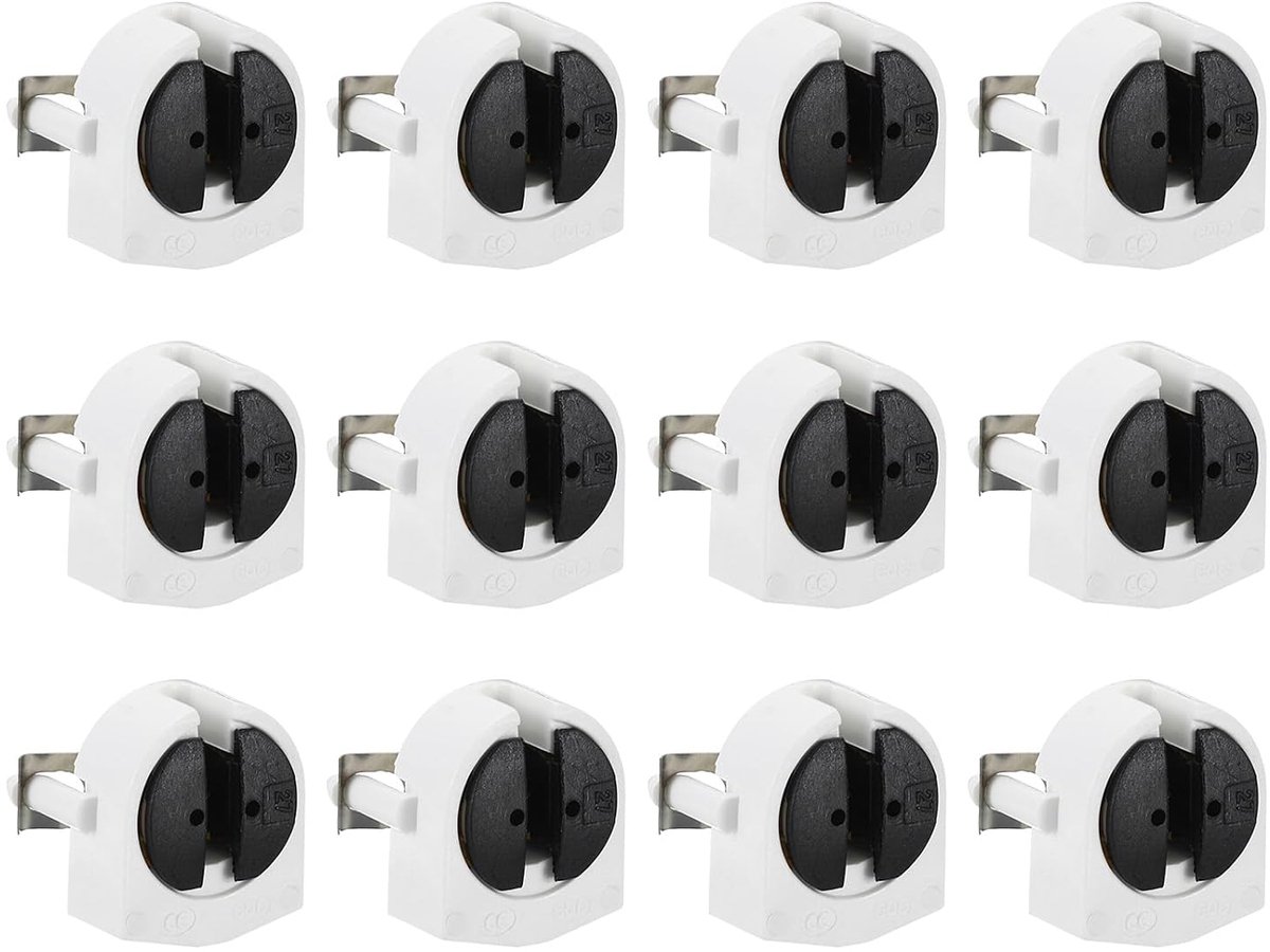 T5 TL-lamphouder, 12 stuks G5 lampvoet LED TL-buisfitting 500 V niet-geschakelde draaitype lamphouder vervanging, 22 x 26 x 17 mm
