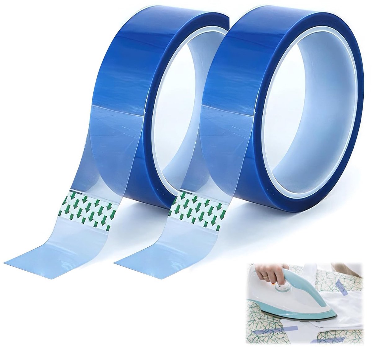 2 rollen thermotape, 20 mm x 33 m plakband voor hoge temperaturen, isolatietape, polyimidefolie, voor maskeren, solderen, sublimatiekaarten