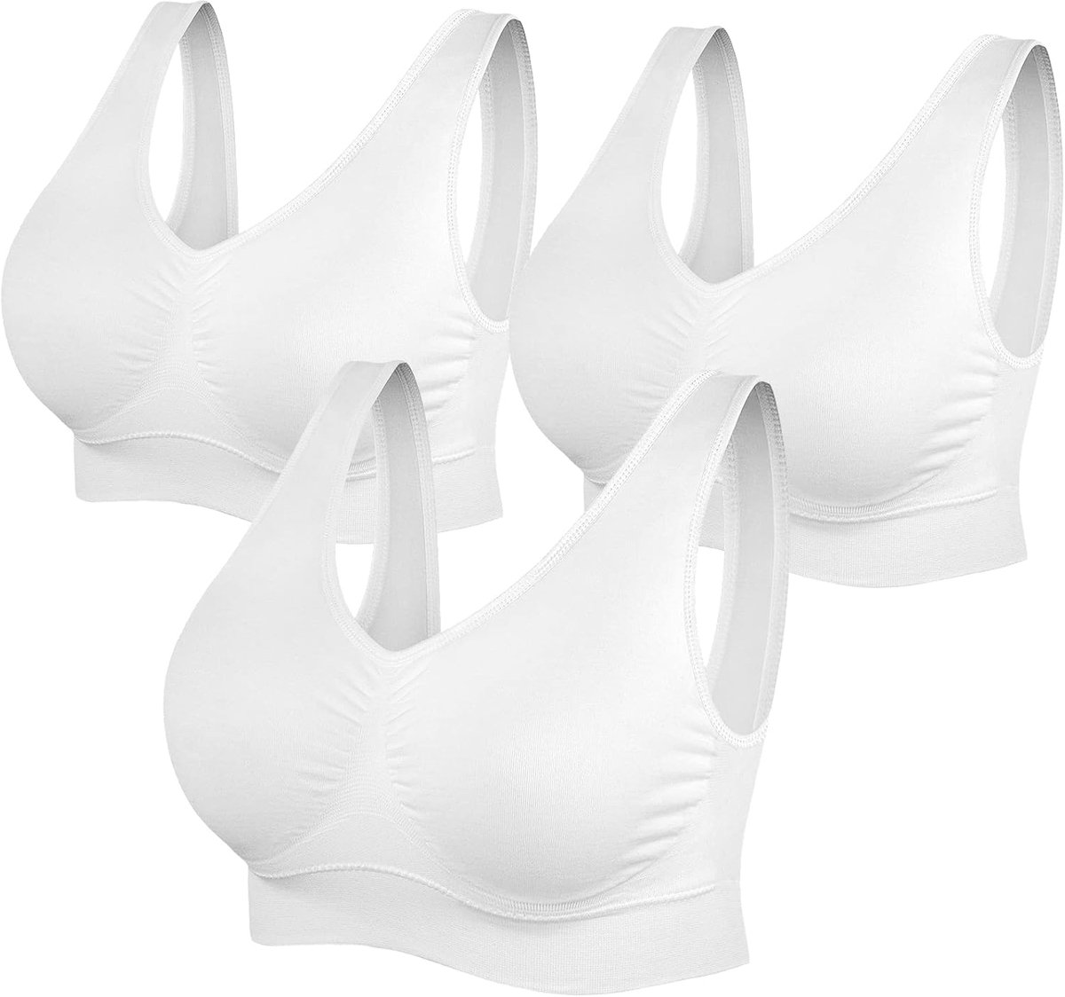 Dames comfortabele beha, klassieke vrouwen bustier, push up en zonder beugel, per stuk verpakt per 3 stuks
