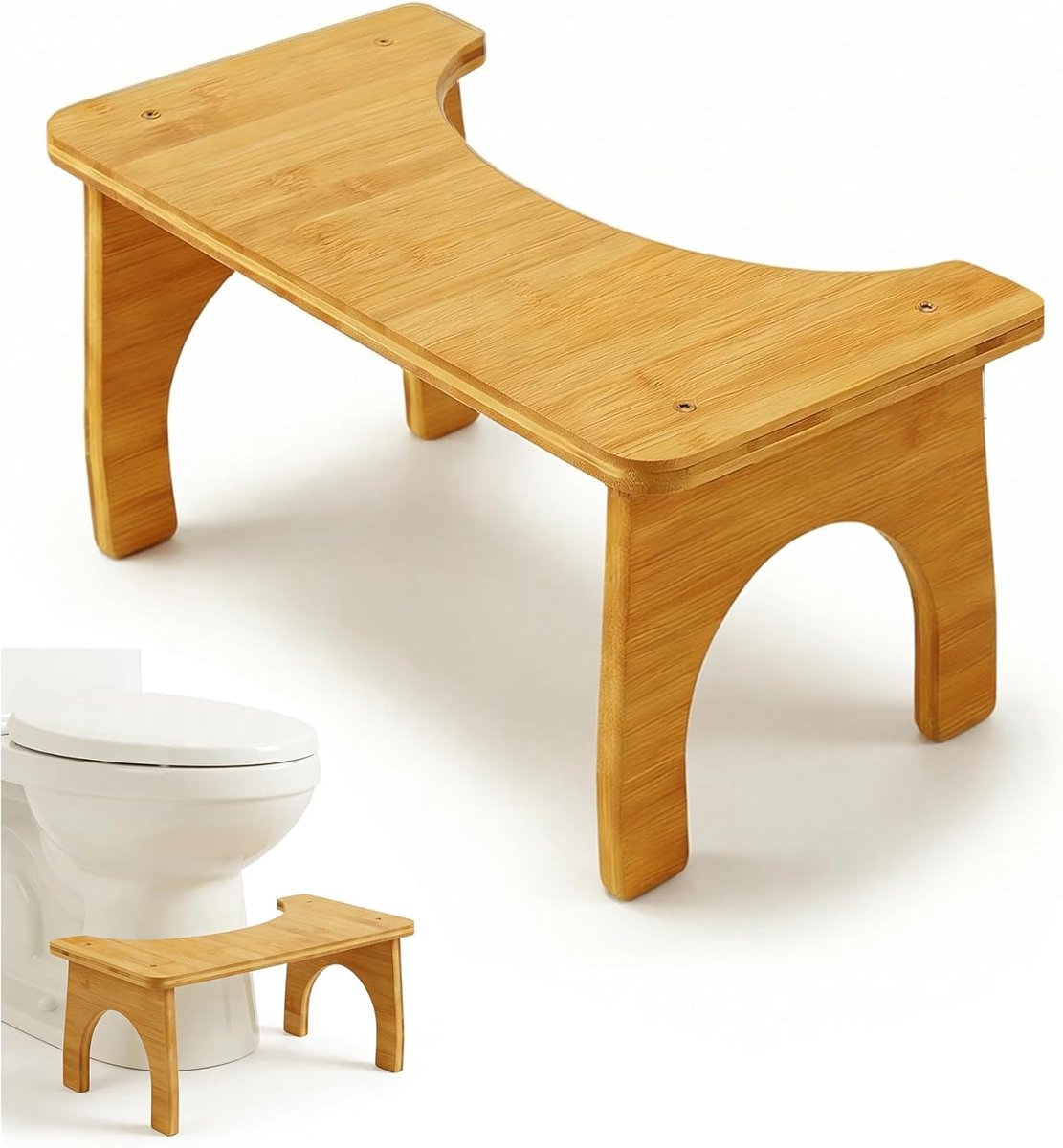 houten toiletkruk voor volwassenen, stabiele en comfortabele ergonomische toiletkruk, antislip, wc-kruk voor verbeterde stoelgang in de badkamer