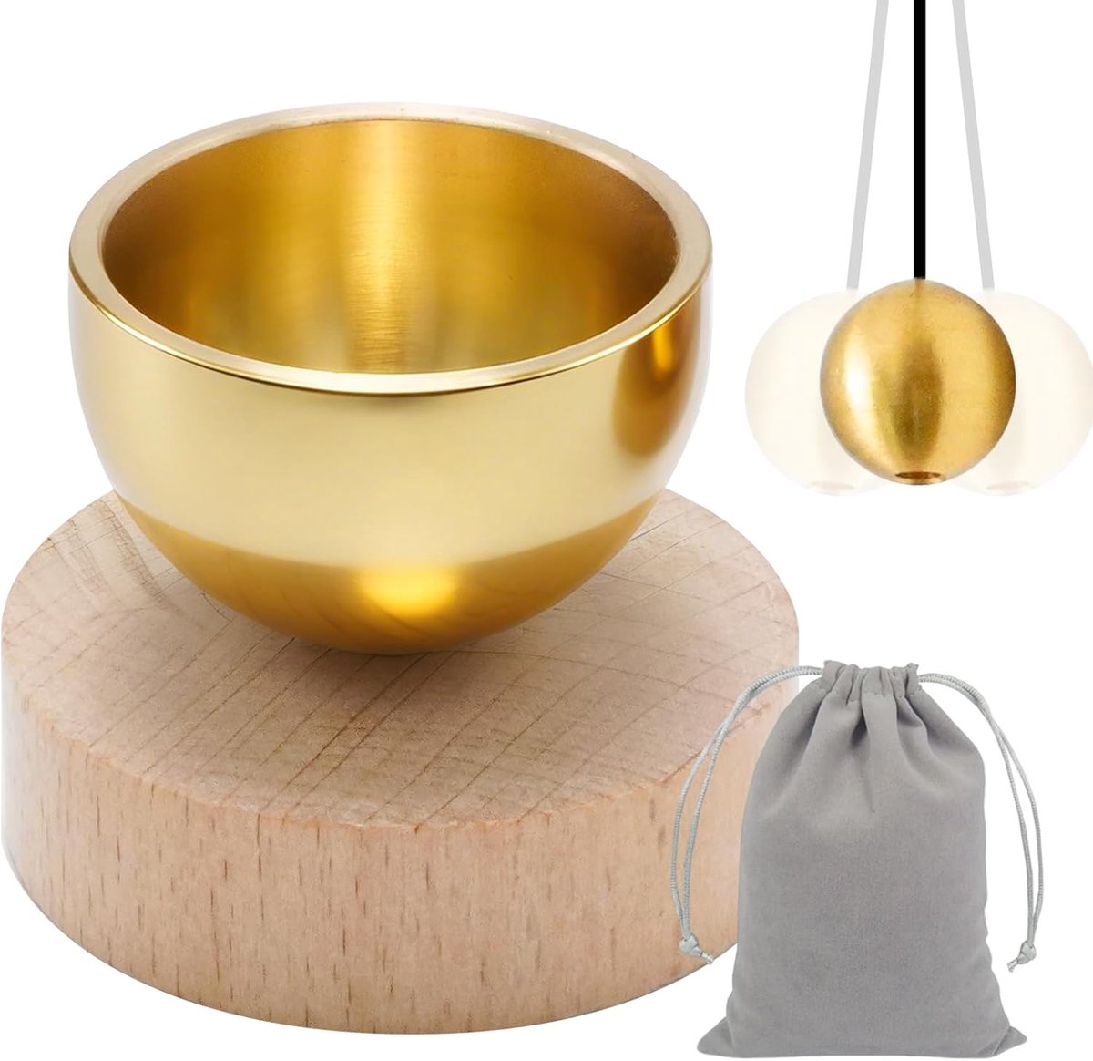 Tibetaanse klankschaalset, handgemaakte mini-schaal met kussen en rackets, ideaal voor meditatie, ontspanning en mindfulness