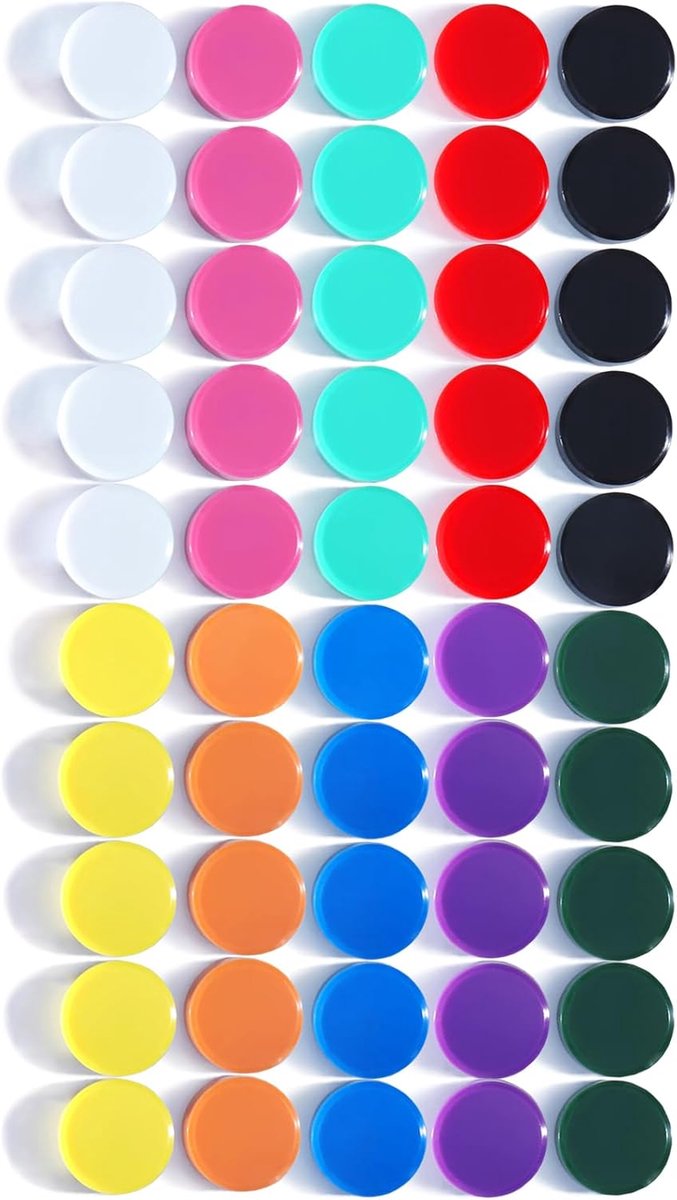 Magneten, Magneten voor Magneetbord, 50 Sterke Ronde Magneetjes Set - 10 Kleuren, Voor Whiteboard, Koelkast en Prikbord, Kleine Whiteboardmagneten Krachtige Mini Magneten Tafelmagneten