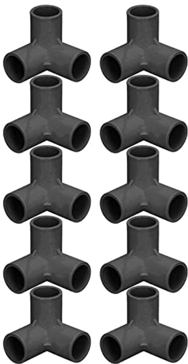 10 Pvc Tee Corner 3 Way Connector Plastic 25Mm Pvc 10st 3 Way Pipe Fittings Pvc Plastic Tee Fitting Elleboog Corner Connector 25Mm Binnendiameter (Zwart)
