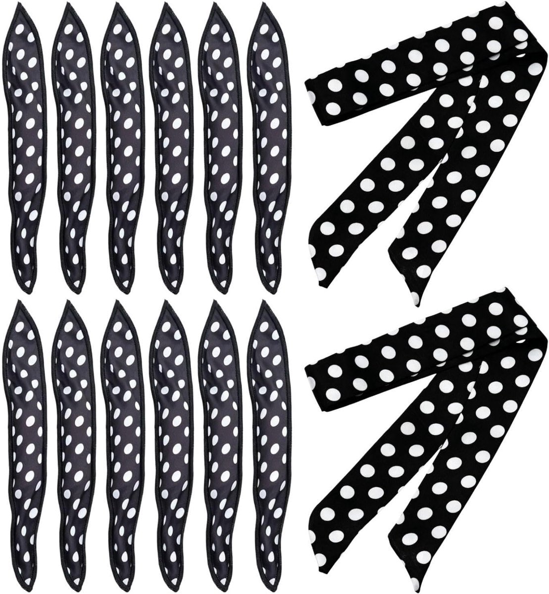 Krulspelden En 2 Haarbanden, Retro Polka Dot Spons, Slap Krullend Haar, Universeel Voor Lang En Kort Haar, Zwart Kapgereedschap.
