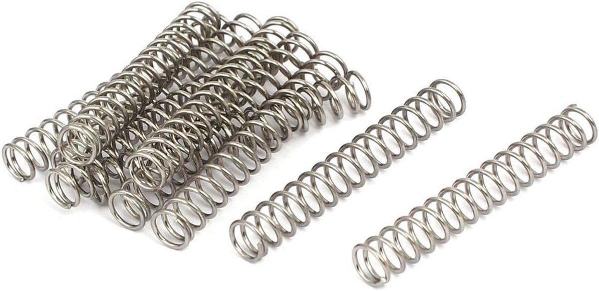 Map 0,7 mm x 6 mm x 40 mm roestvrij staal 304 compressieveer 10 stuks