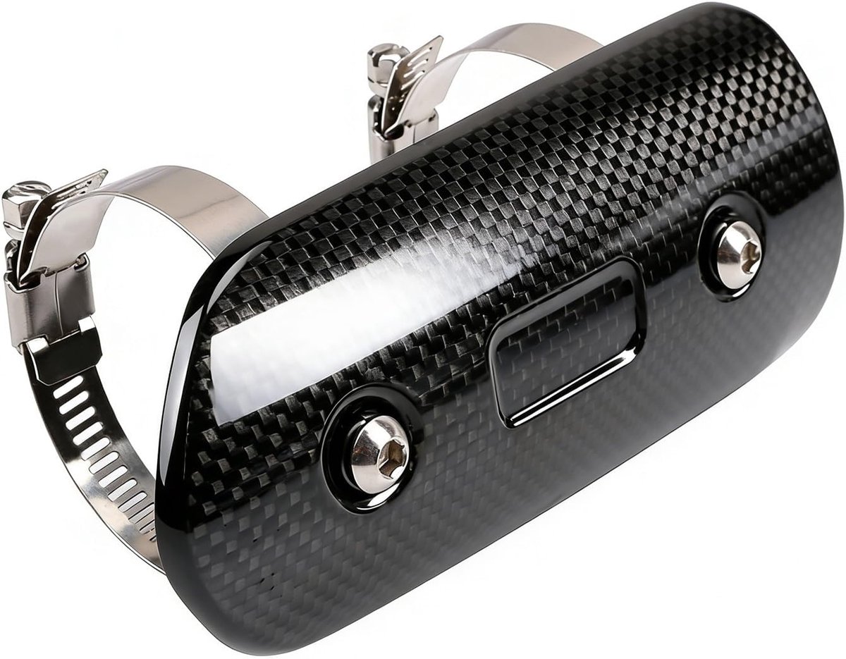RACING Universele thermische bescherming voor motorfiets uitlaatpijp koolstofvezel maat 146 x 63 mm