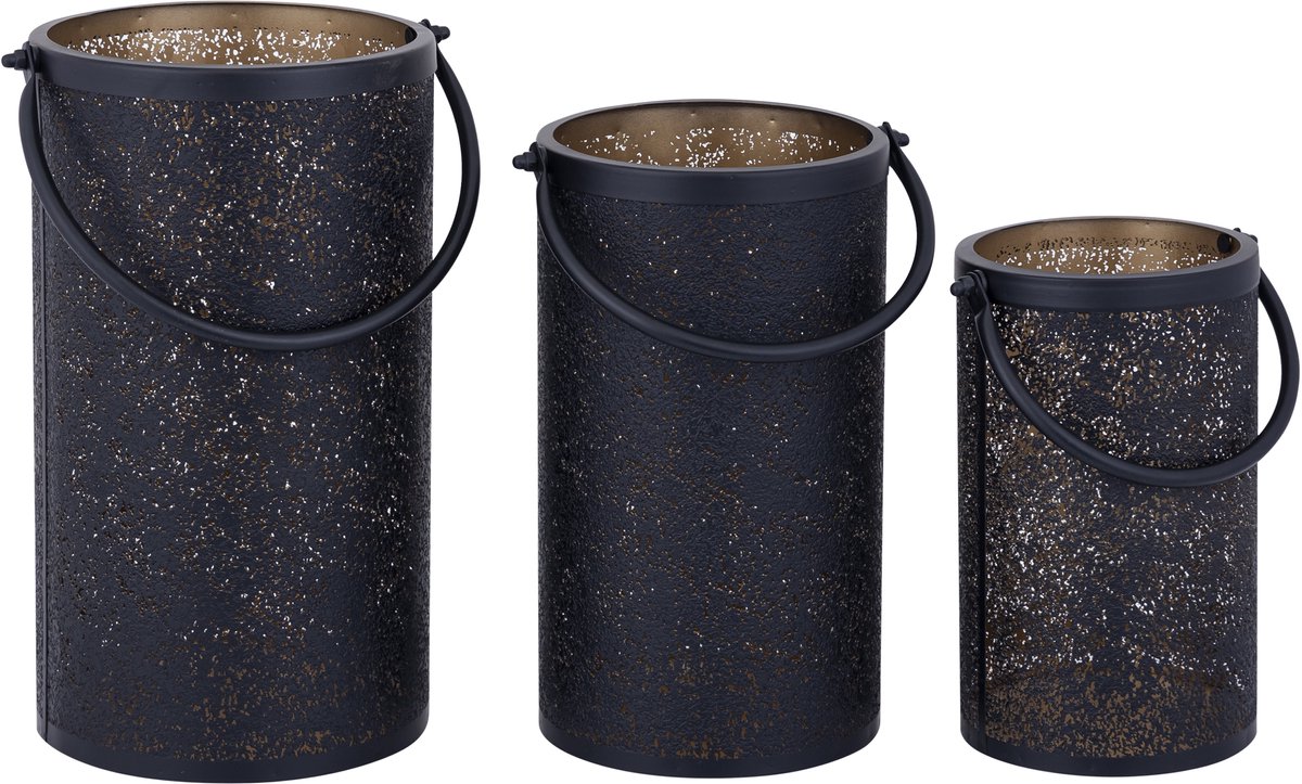 PTMD Kross Black Iron Lantern Pattern 2 Gold Round SV3