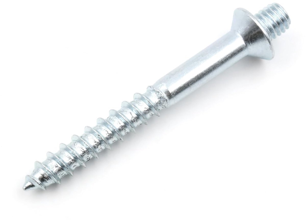 Globstar Stokschroeven, aanzetschroeven, dubbele schroefdraad, houten schroefdraad en metrische schroefdraad, voor wandmontage, pluggen en hout, verzinkt (M6 x 50 mm, 10 stuks)