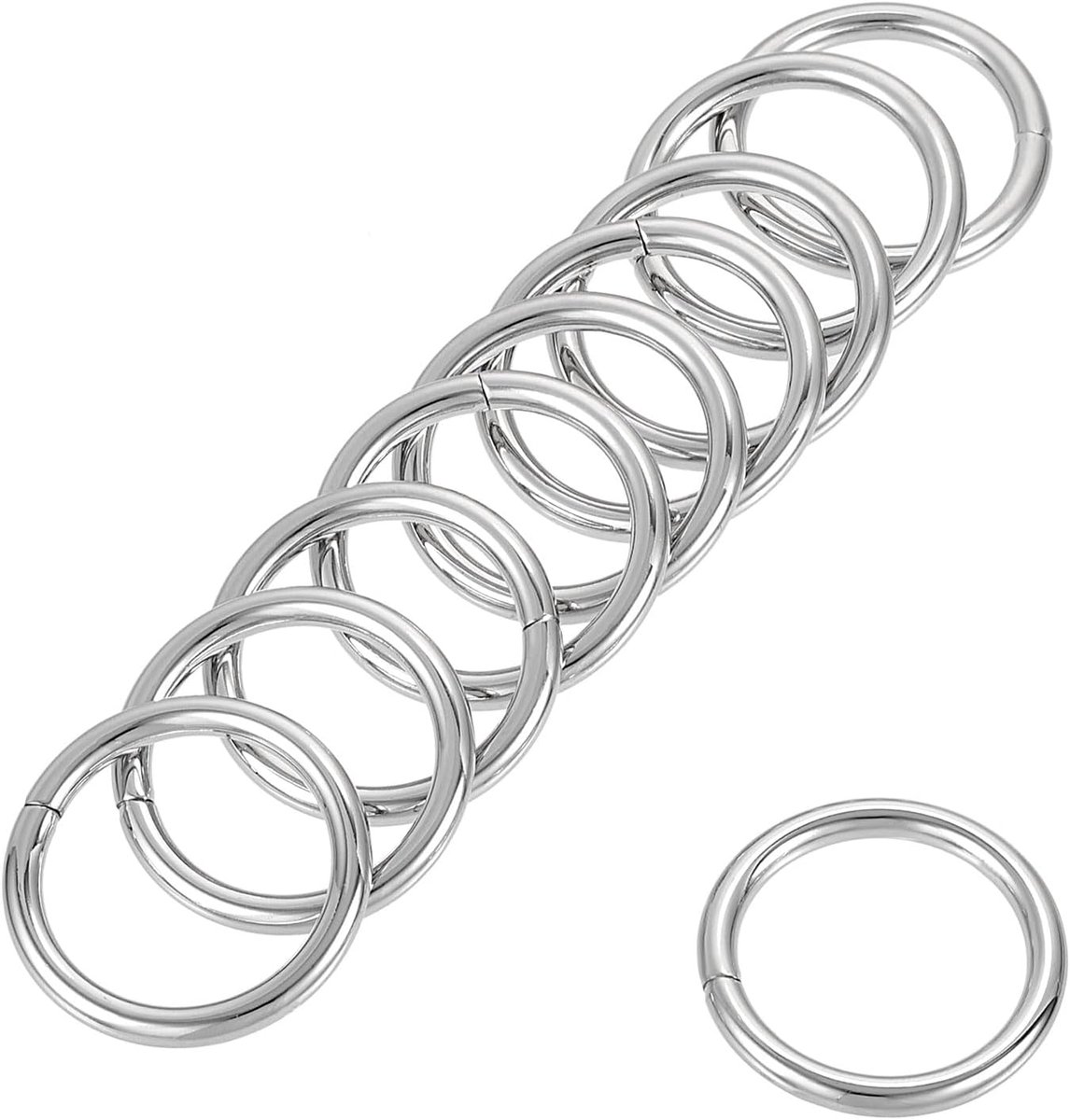 Sourcing map Metalen ring, 25 mm, binnendiameter, 3,8 mm, dikte ijzer, ringen voor apparatuur, knutselen, accessoires, zilver, 15 stuks