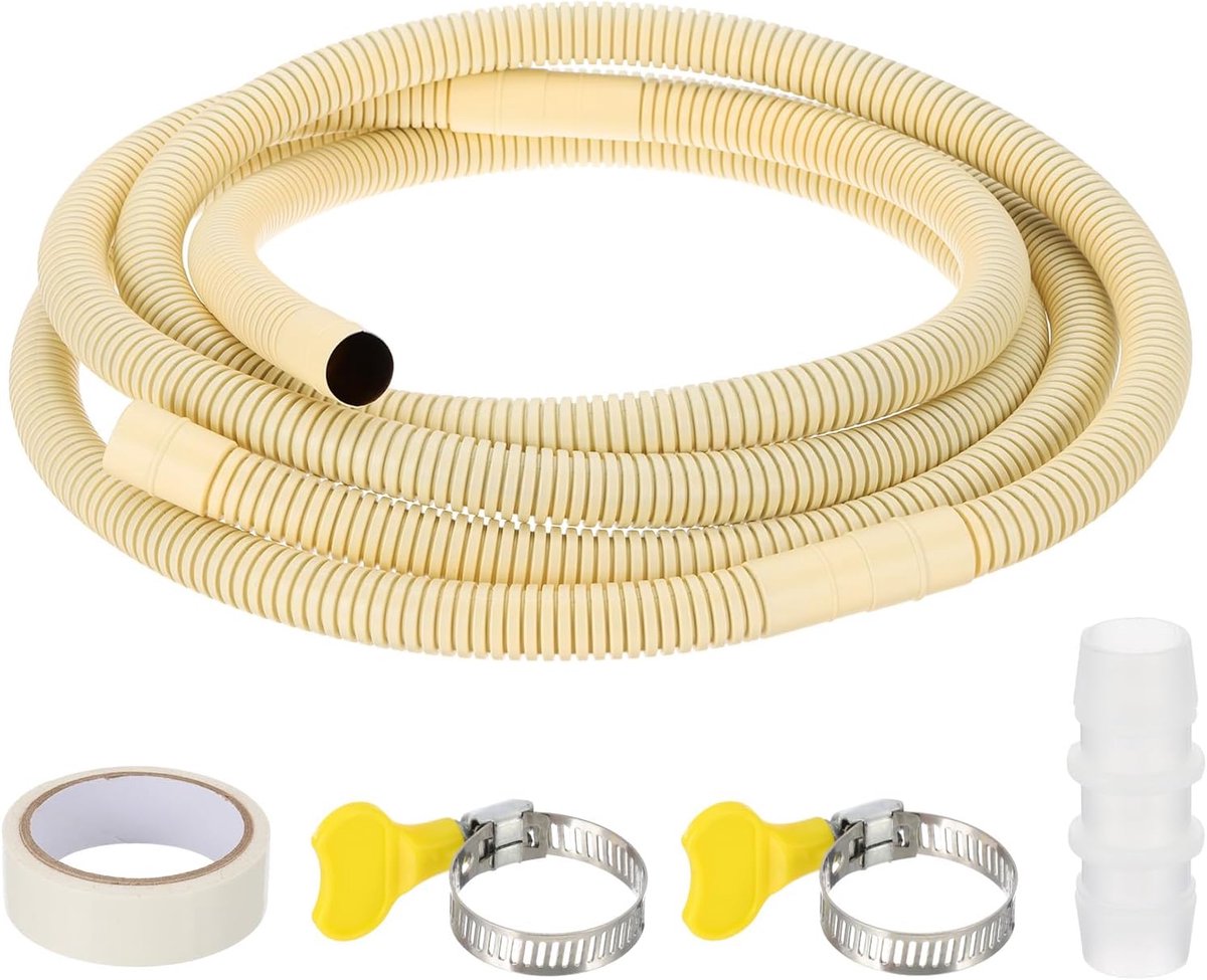 10Ft Airconditioner Afvoerslang Kit Universele AC Afvoerslang met Rechte Connector voor Afvoerslang Uitbreiding Mini Split AC Kanaalloze Warmtepompen AC Drainage HVAC Extender, Geel