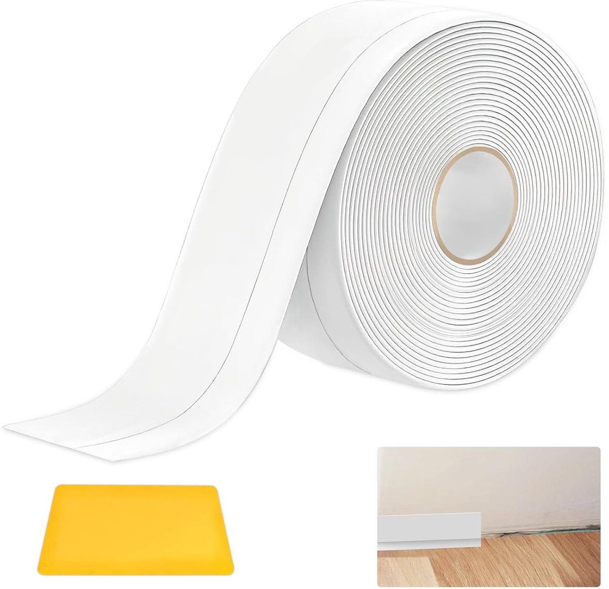 Plint, zelfklevend, wit, 30 m, pvc-plint, zelfklevend, 50 x 20 mm, zachte plint, flexibel, waterdicht, zelfklevende strips voor keuken en badkamer