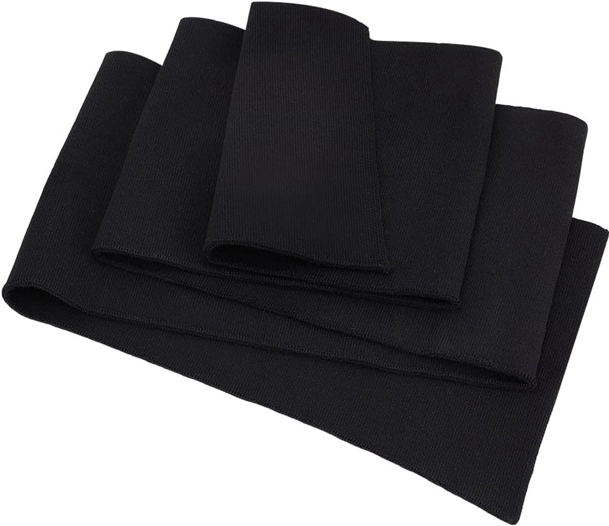 Stof, zwart, effen, om te naaien, 1,1 m x 15 cm, elastische manchetten, geribbelde versieringen voor sweatshirt en jas