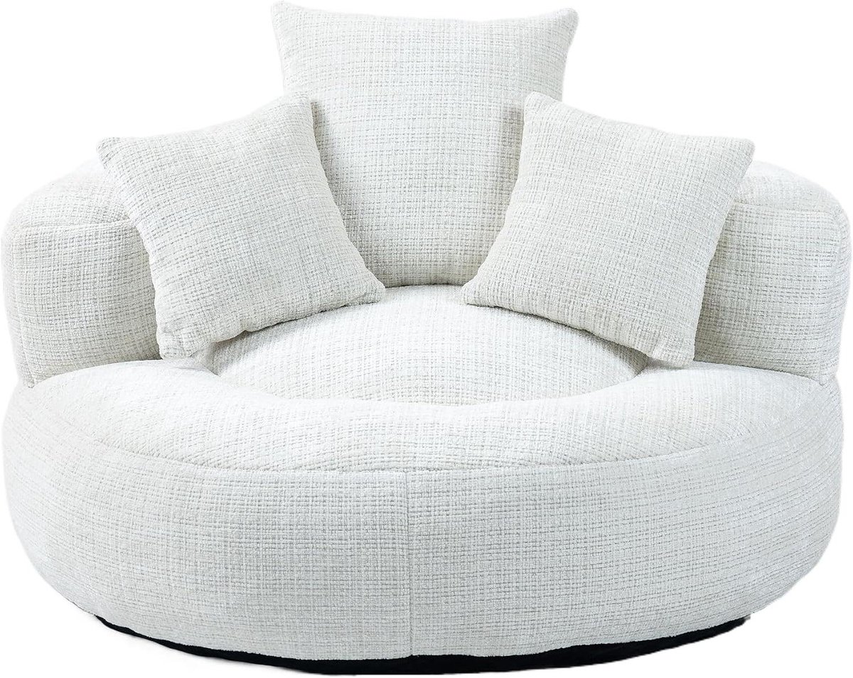 Zitzak met Hoge Rug - Gamingstoel Fauteuil - Ontspannen Zitten - Ergonomisch Comfort - L - Beige Chenille