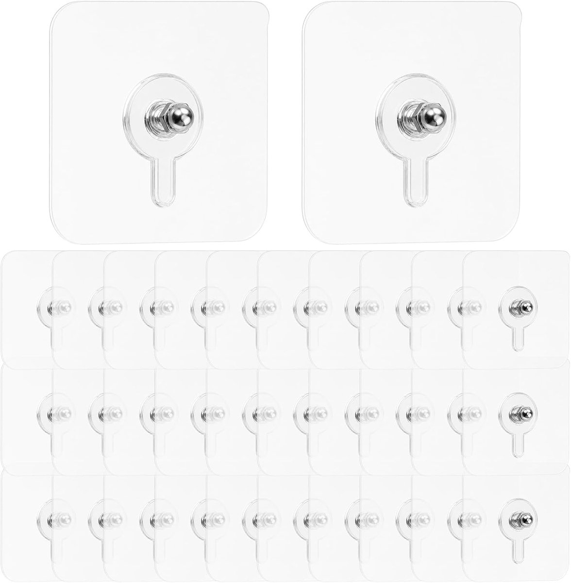 22 stuks zelfklevende schroeven, kleefhaken, transparant, kleefschroeven, extra sterk, stansvrije schroefhaken voor posters, foto's, decoratieve schilderijen, voor keuken, badkamer, glas