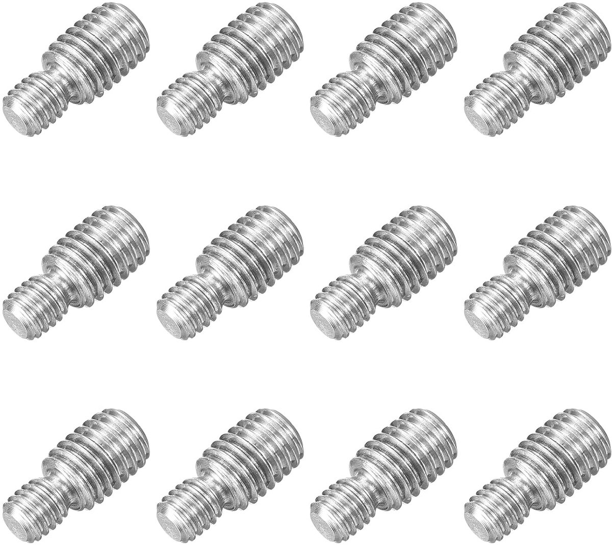 M6 x 6 mm tot M8 x 10 mm dubbelzijdige schroefdraadpen, schroefbout, 12 stuks 304 roestvrij stalen schroefdraad, reduceeradapter voor meubelmachinemontage, bevestiging