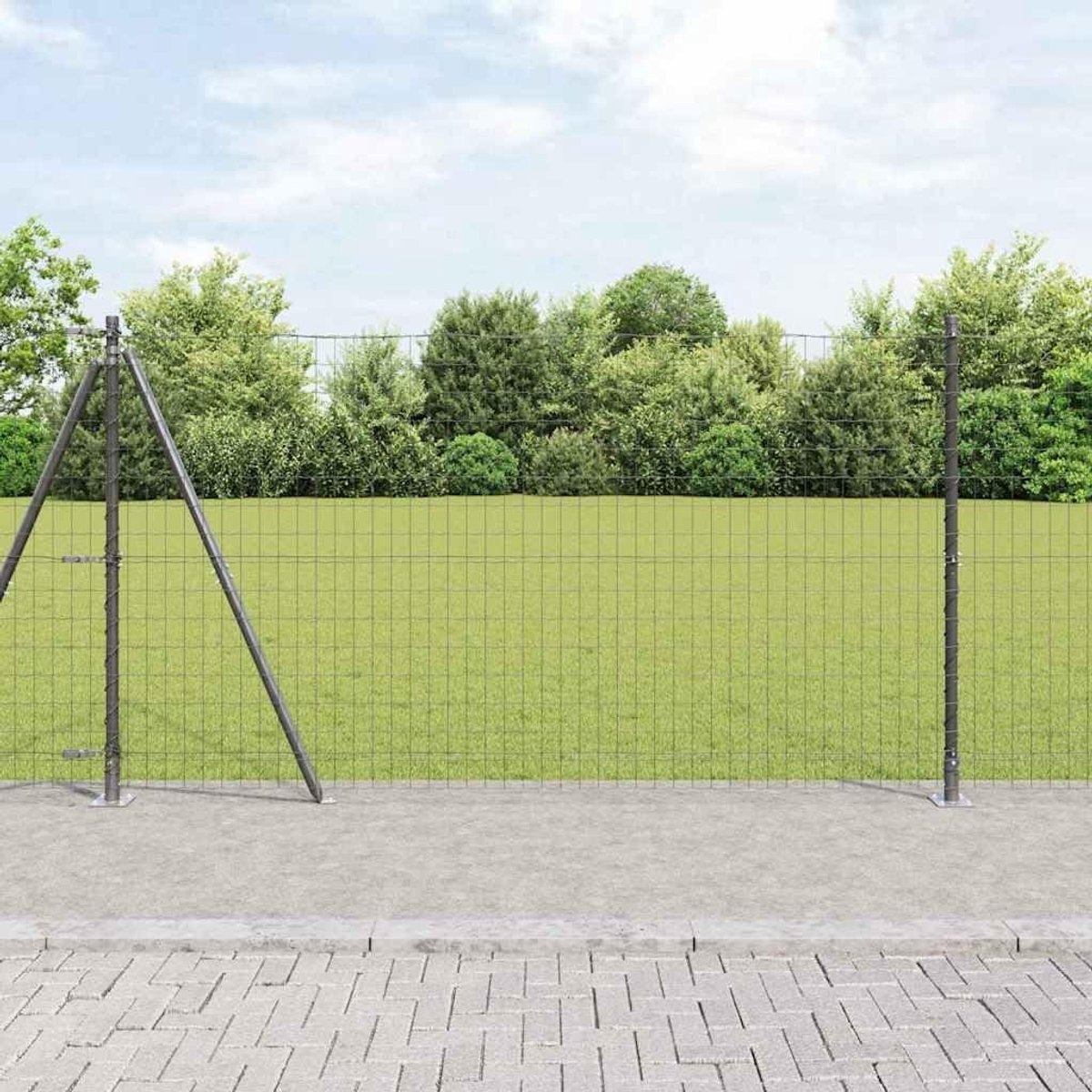 Concretebasefix Tuinhek, metaal, omheiningen, weerbestendig en gepoedercoat, stabiele inkijkbescherming voor terras, erf en tuin, grijs, 10 x 1,2 m, 50 x 75 mm mesh