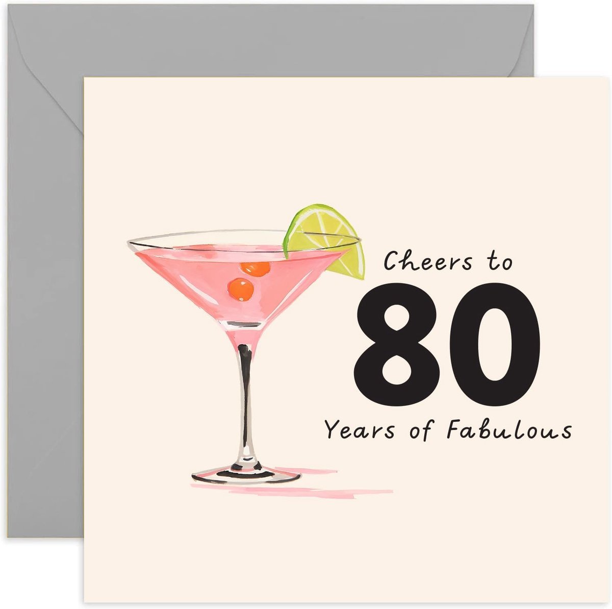 Verjaardagskaart 80ste verjaardag - Vrolijke cocktail drink - Speciale leeftijd kaart voor haar - ShopVlot