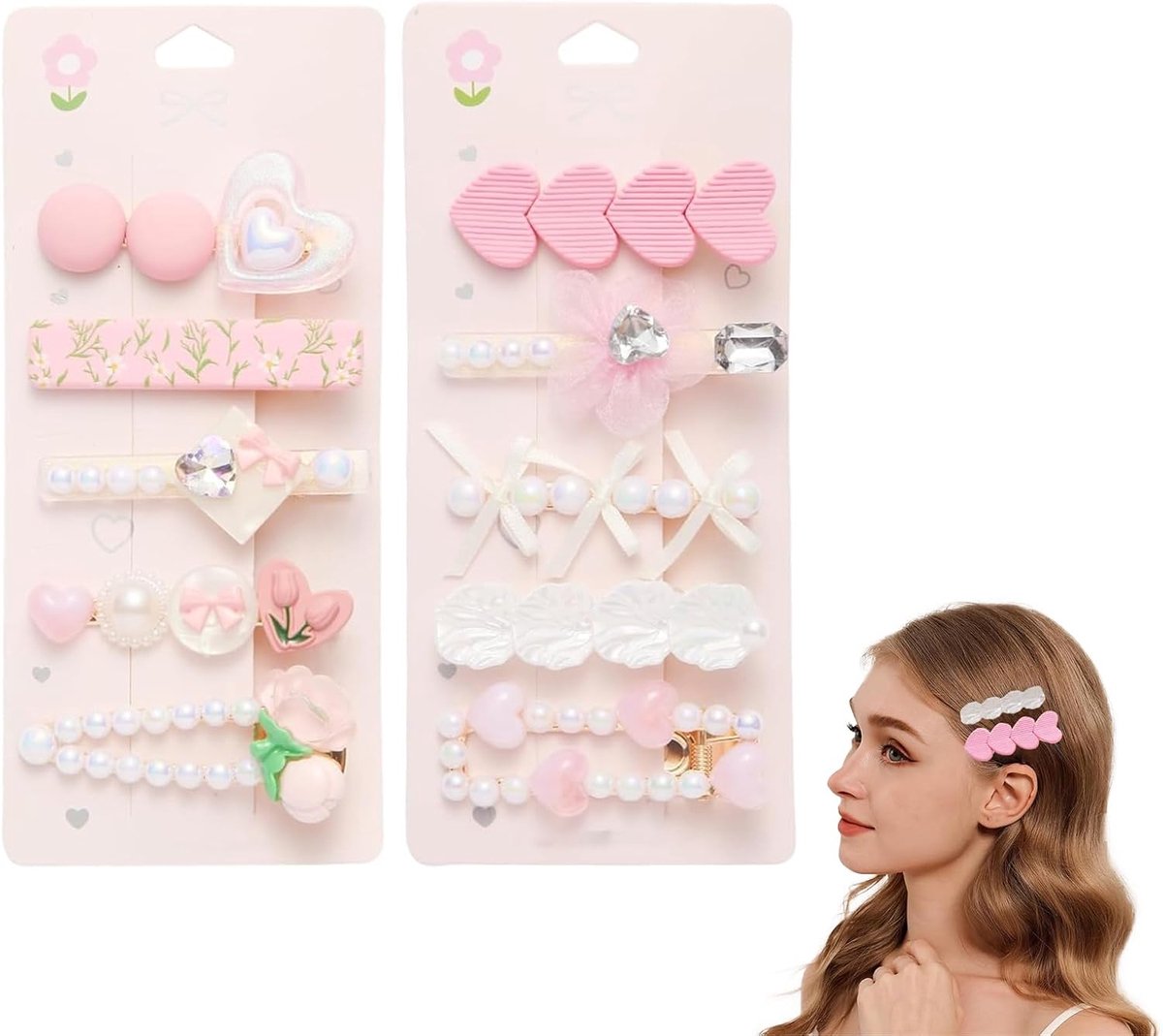 Haarspelden set 10 stuks - 6 cm roestvrijstalen clips - hart, schelp en tulp - accentueer je look - ShopVlot