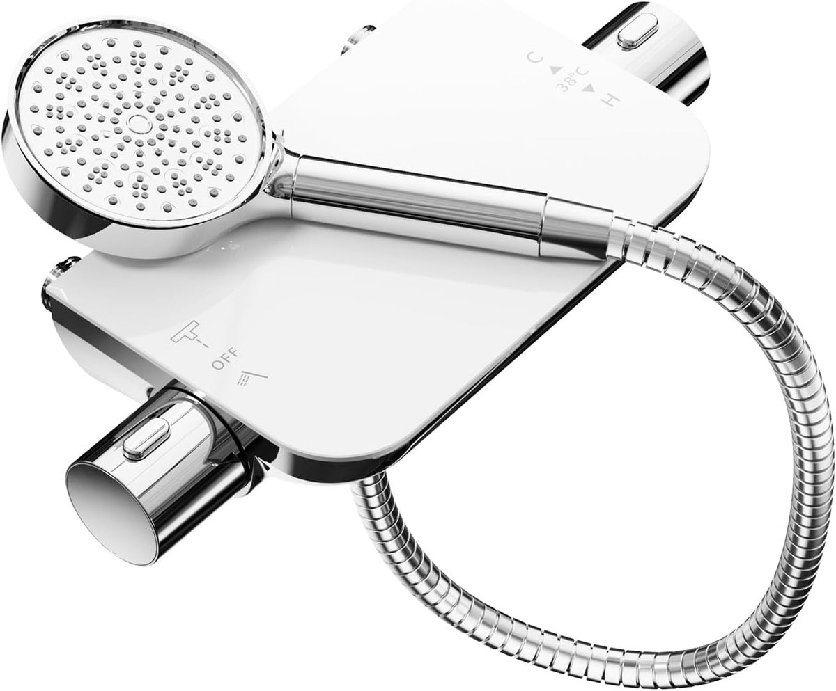 Douchemengset chroom - moderne uitstraling - eenvoudig te installeren - ideaal voor elke badkamer - ShopVlot