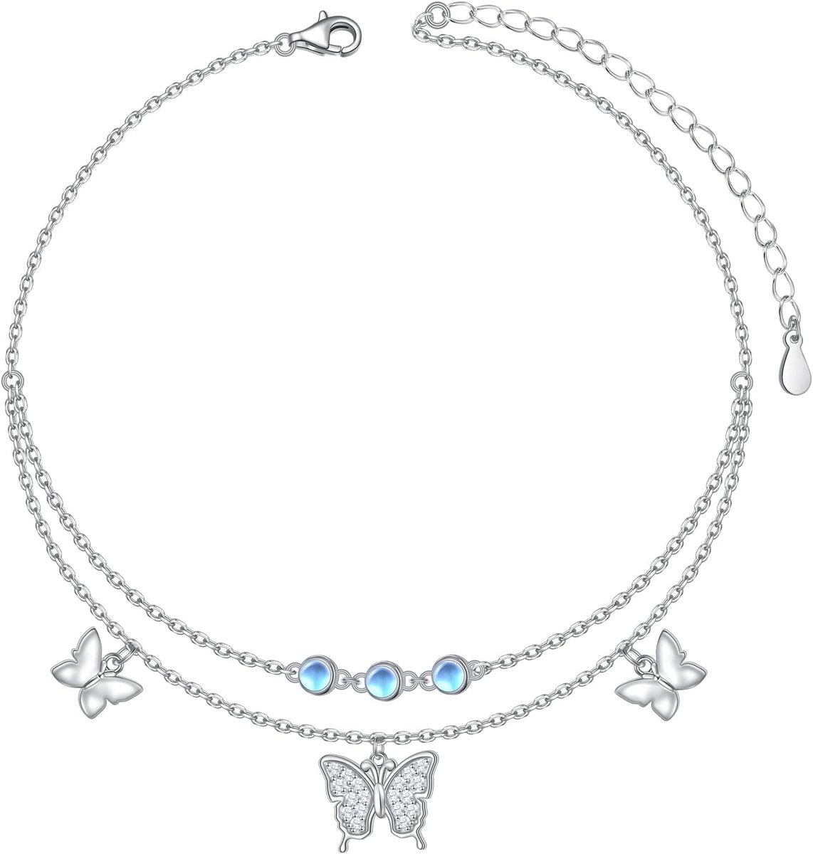 Enkelbandjes voor Dames - 925 Sterling Zilver - Synthetische Maansteen - Elegant Accessoire - ShopVlot
