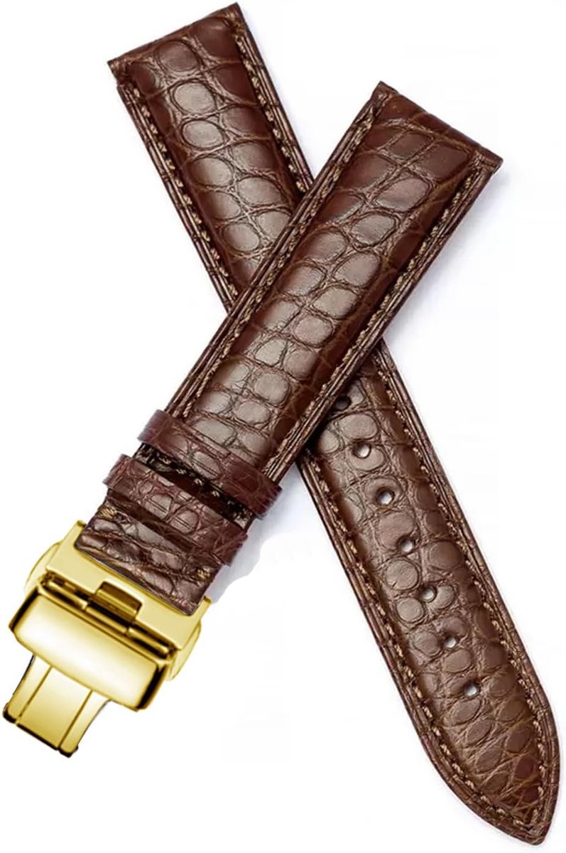 Horlogeband 19mm - Alligatorleer - Crocodille patroon - Verstelbare sluiting - ShopVlot