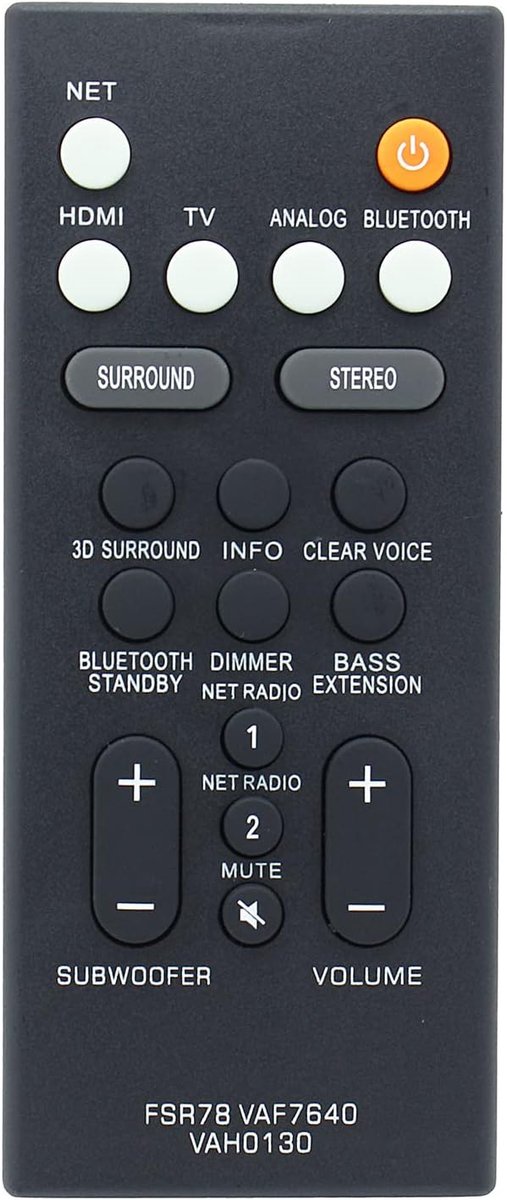 Afstandsbediening vervanging - FSR78 voor Yamaha Soundbar - eenvoudig in gebruik - geen programmeren nodig - ShopVlot