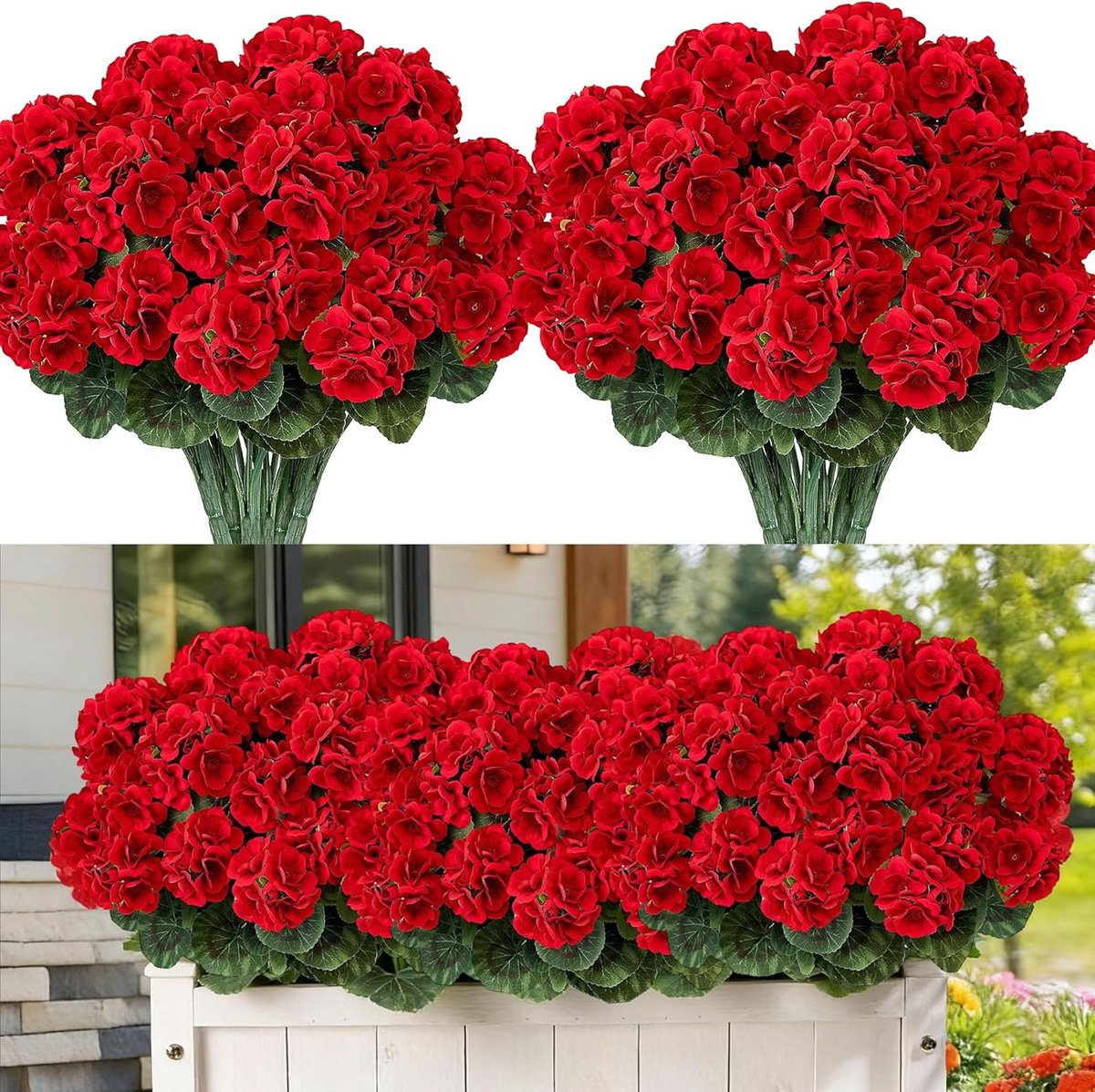 Kunstbloemen Geranium Set van 6 - Zijdeachtig - Levensgetrouwe uitstraling - Perfect voor buitendecoratie - ShopVlot