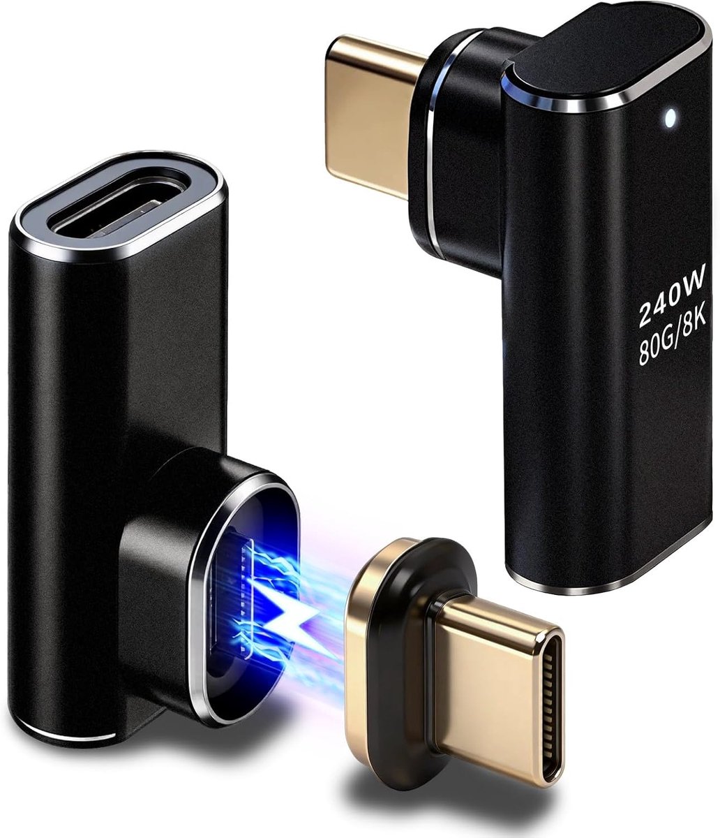 USB C adapter 240W - magnetisch - 90 graden - snel opladen en gegevensoverdracht - ShopVlot