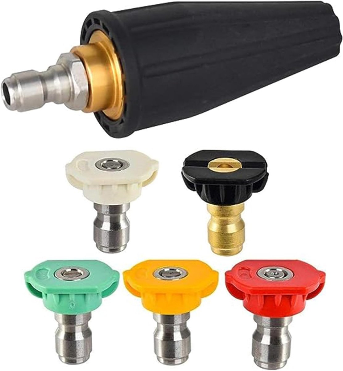 Hogedrukreiniger Turbo Spuitmond - 5 Rotierende Turbo Spuitmonden - Snelle Aansluiting - Ideaal voor Auto en Tuin - ShopVlot