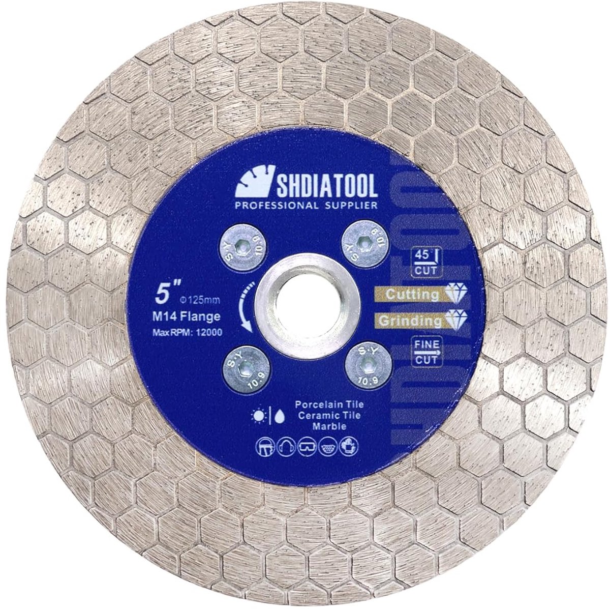 Diamant snijschijf 125mm - voor graniet, marmer, tegels - 2-in-1 gebruik - ShopVlot