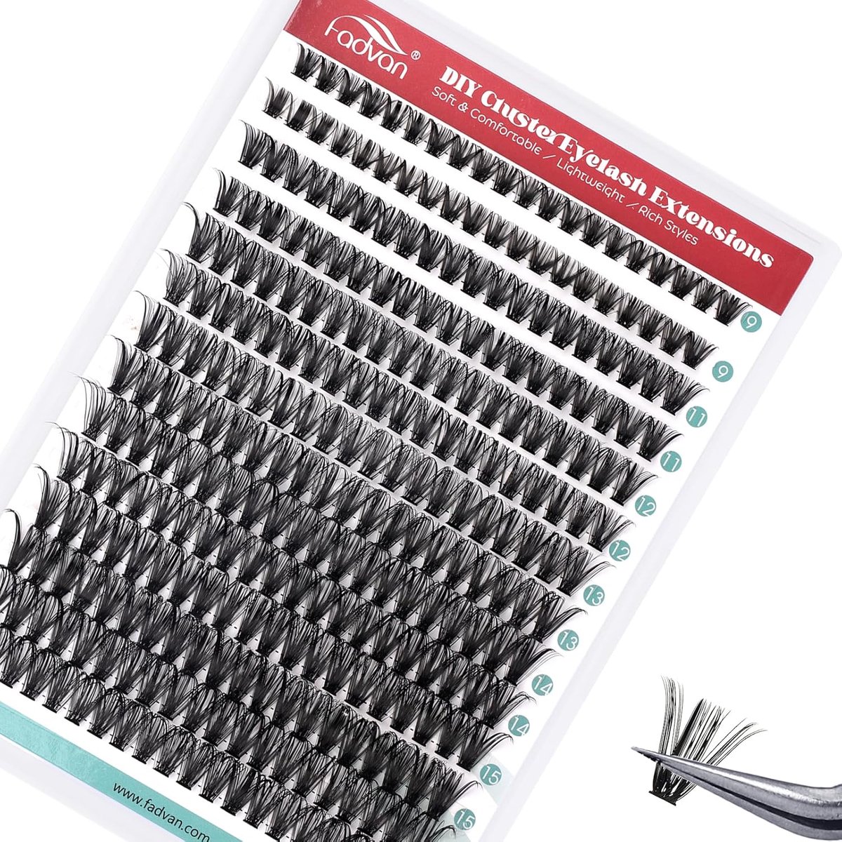 Wimperextensions individuele clusters 50D 0.07mm D Curl mix 9-16mm - zachte en comfortabele wimperextensions - ShopVlot