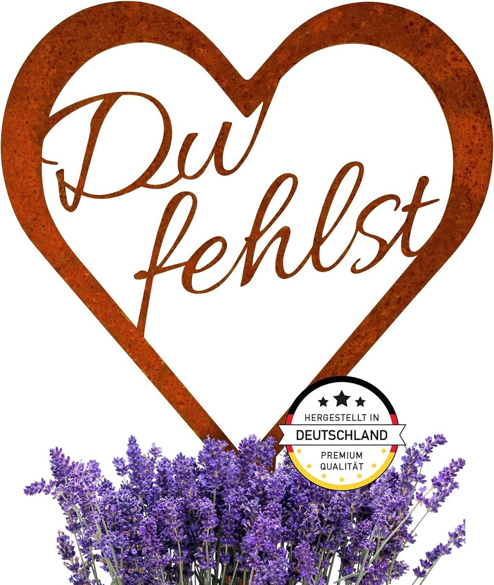 Grafdecoratie Hart "Du Fehlst" - Weerbestendig Metaal - Duurzaam Herinneringsbord - Eerbetoon aan geliefden - ShopVlot