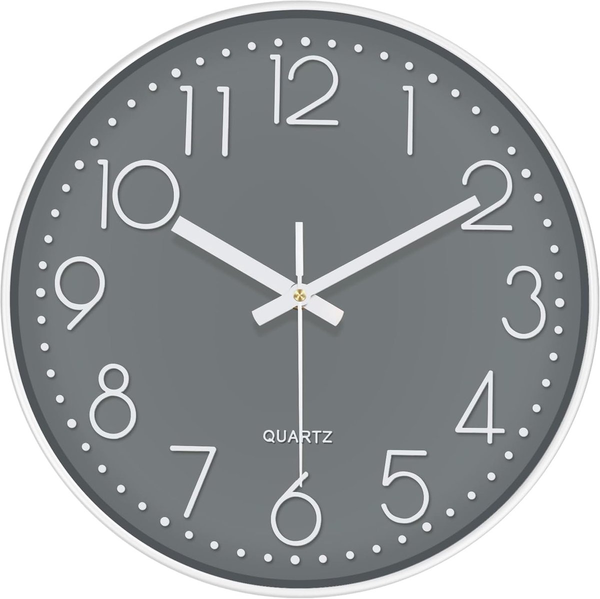 Wandklok 12 Inch - Grijze Stille Klok - Grootte Cijfers - Perfect voor Woonkamer - ShopVlot