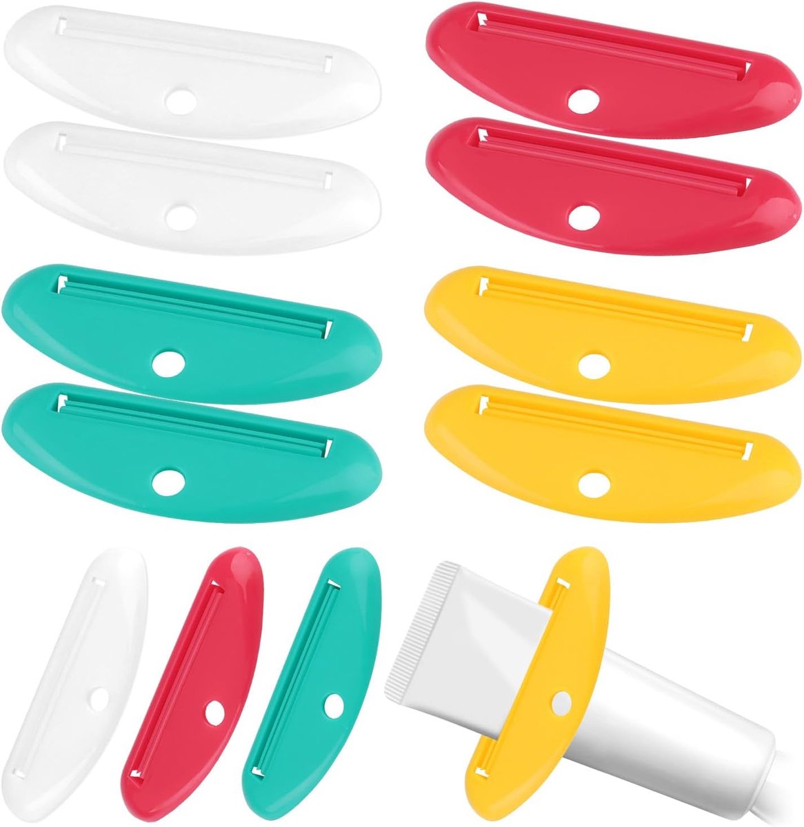 Tubesqueezer set 12 stuks - kleurrijke plastic tube knijpers - anti-afval - perfect voor tandpasta en crèmes - ShopVlot