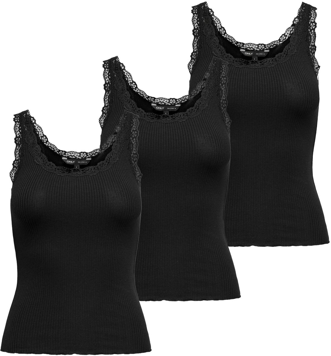 ONLY T-shirt ONLSARA SHARAI LIFEW TANK TOP 3P Set van 3