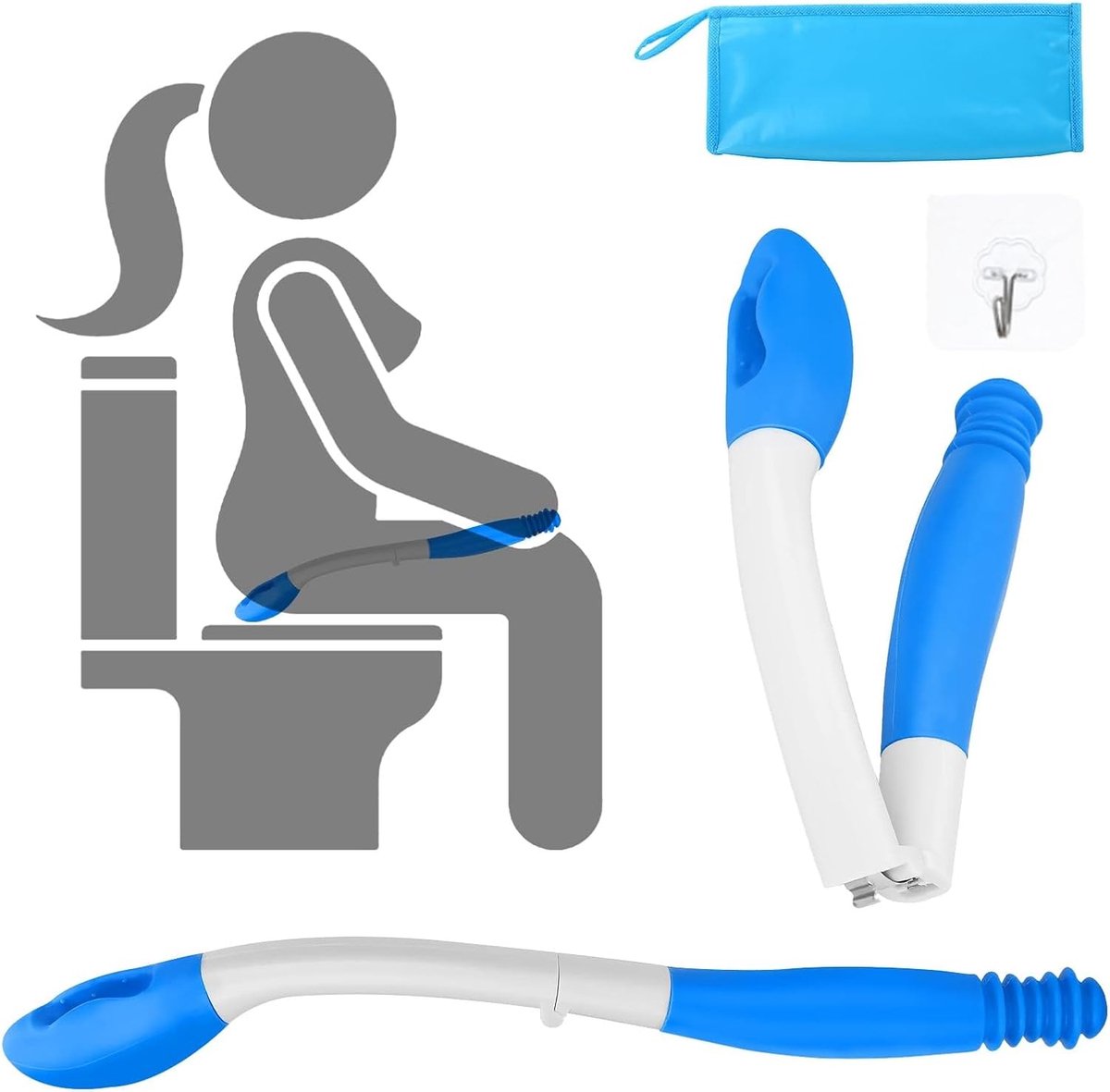 Toilet hulp, inklapbaar - lange reikwijdte - zelfhulp - versterkt onafhankelijkheid - ShopVlot
