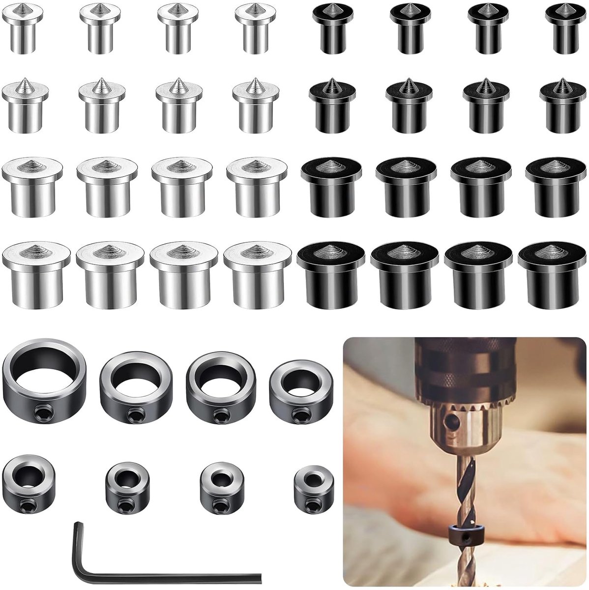 Houtdowel centreringspunten 32 stuks - solide carbon staal - precieze positionering - ideaal voor houtbewerking - ShopVlot